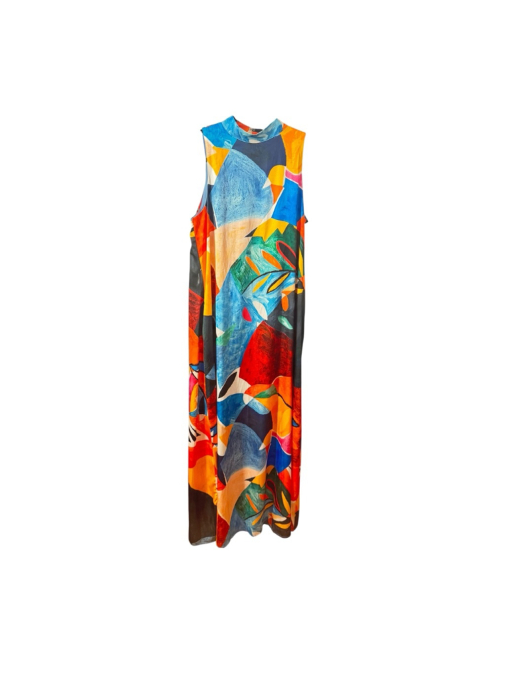 Size M Nicole Miller Multicolor Abstract Print Sleeveless Summer Maxi Dress - Picture 2 of 14